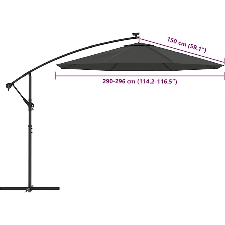 vidaXL Ersatzbezug für Ampelschirm Anthrazit 300 cm 313805 – Bild 7