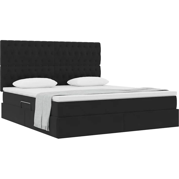 vidaXL Aufbewahrungsbett mit Matratze Schwarz 160 x 200 cm Samt 3372101 – Bild 3