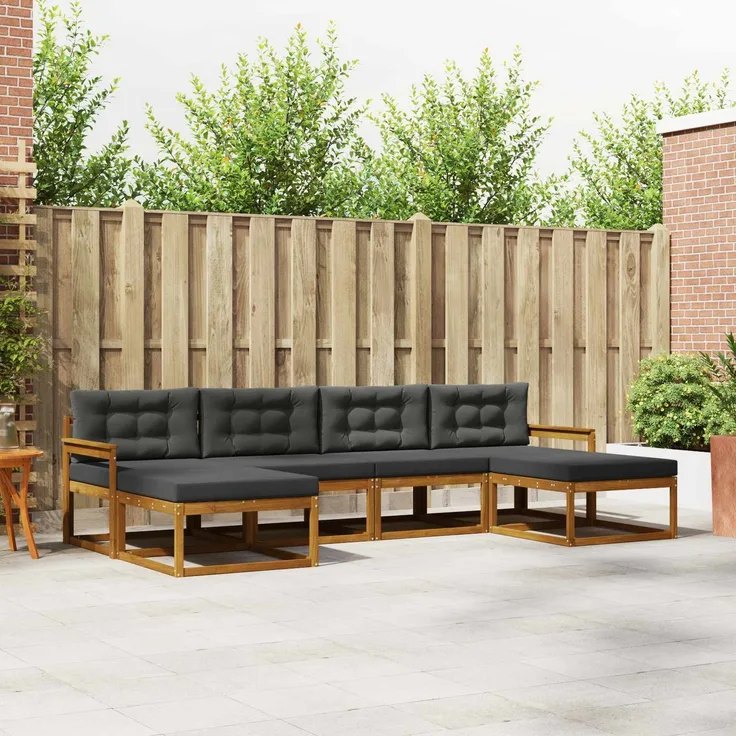 vidaXL Outdoor-Sofagarnitur 6 stk. 6-Sitzer Natur und Anthrazit 3367955