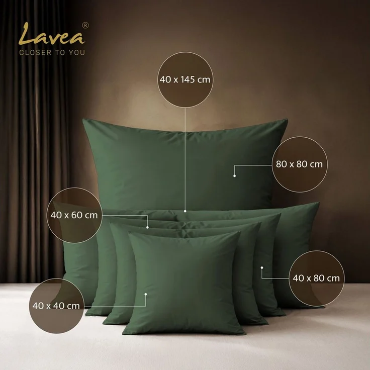 Lavea Kissenbezug 2er Set 100% Baumwolle flauschig, Jasmin, Kissenhülle, Kissenbezüge, (2 Stück), pflegeleicht, langlebige Qualität, mit Reißverschluss – Bild 1