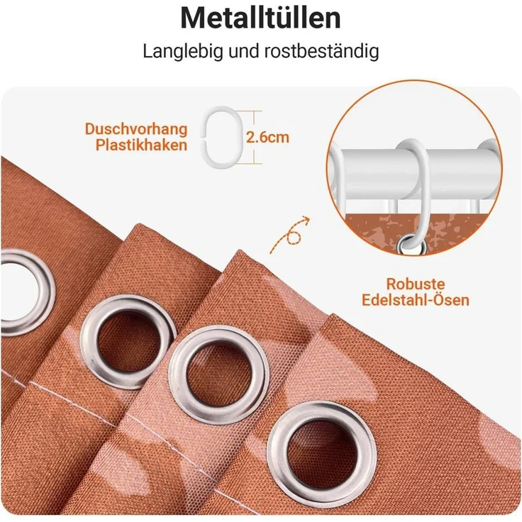 Duschvorhang 180x200cm Blätter Textil Antischimmel Wasserabweisend mit Ösen und – Bild 4