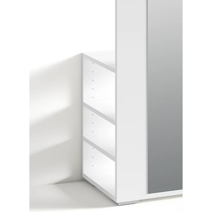 byLIVING Flurgarderobe BEN / Garderobe matt weiß mit Spiegel / Spiegelschrank für den Flur mit Kleiderstange und Ablage / B 40, H 184, T 35 cm – Bild 3