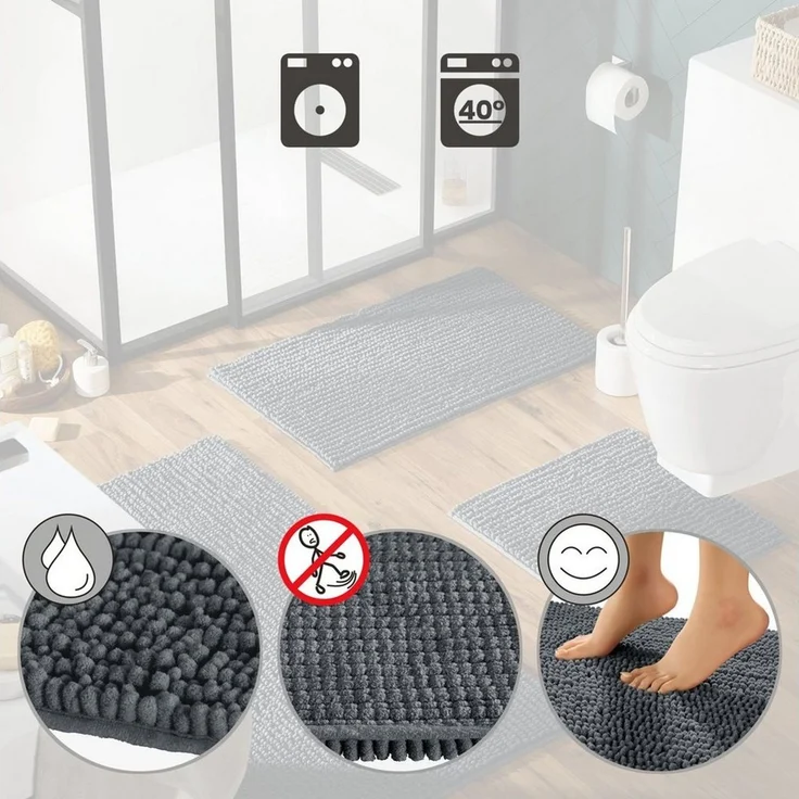 REDBEST Badematte WC-Vorlage "Arlington", Höhe 20 mm, eckig, Uni – Bild 2