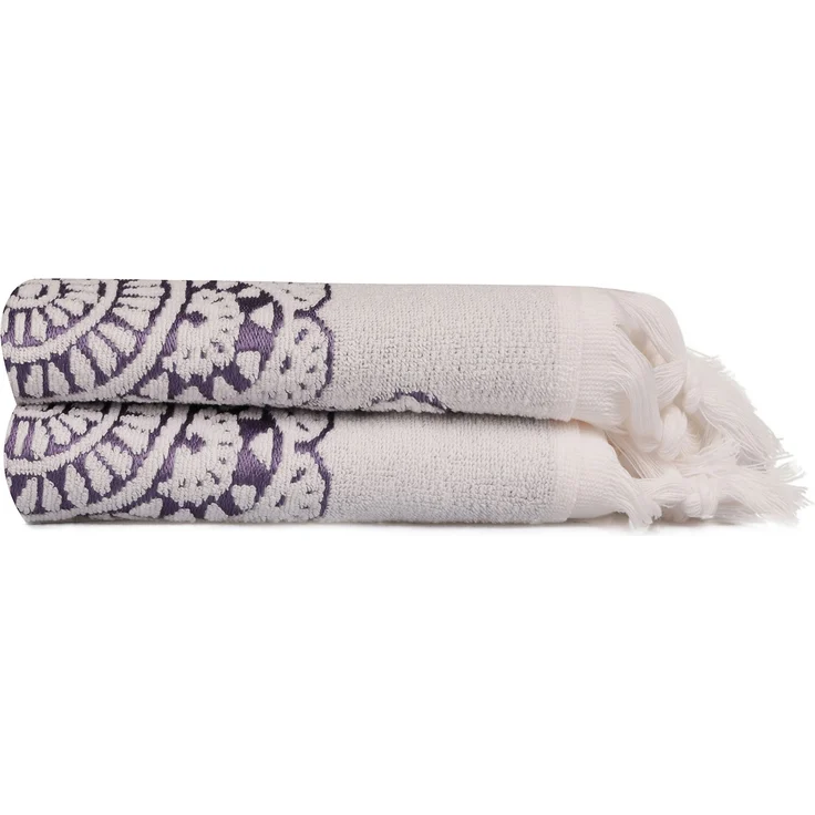 Mijolnir 'Marcello - Purple' Handtuchset (2-teilig), Ecru / Lila, 50 x 90 cm – Bild 2
