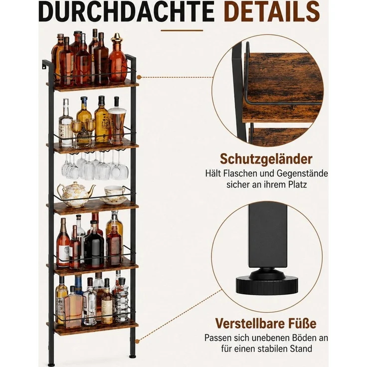 Yorbay Weinregal 5-Tier Freestanding Weinständer, 50 Flaschen, mit LED-Lichtern & Absturzsicherung – Bild 3