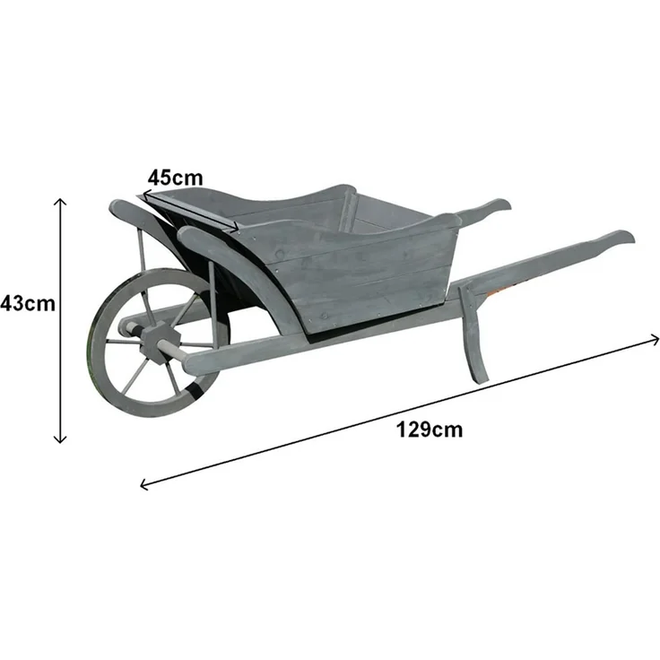 Pflanzschubkarre Holzschubkarre Dekoschubkarre Holz Blumenkarre Pflanzkübel schwarz – Bild 5
