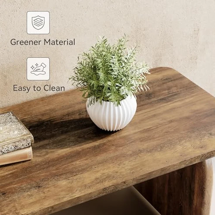 LITTLE TREE Rechteckiger Couchtisch 120 cm im Industrie-Design | Rustikales Braun Wohnzimmertisch mit abgerundeten Ecken, Belastbarkeit 68kg, E1 MDF – Bild 5