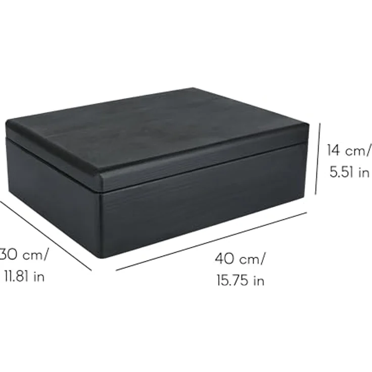 Creative Deco Holzkiste XL Große Holzkiste mit Deckel, 40x30x14 cm, Erinnerungsbox Baby, abgerundete Kanten – Bild 4