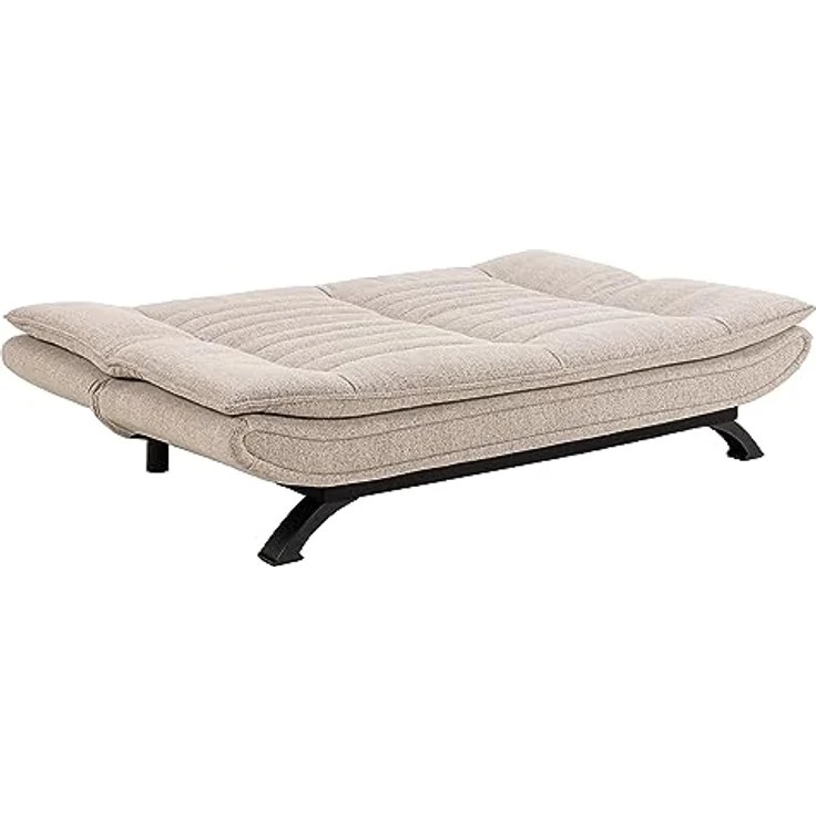 AC Design Furniture Jasper Schlafsofa in Beige, mit 3 Liegepositionen, Moderner 3-Sitzer ohne Armlehne, Gepolstertes Sofa mit Bouclé-Bezug und Schwarzen Beinen, B: 196 x H: 91 x T: 98 cm – Bild 7