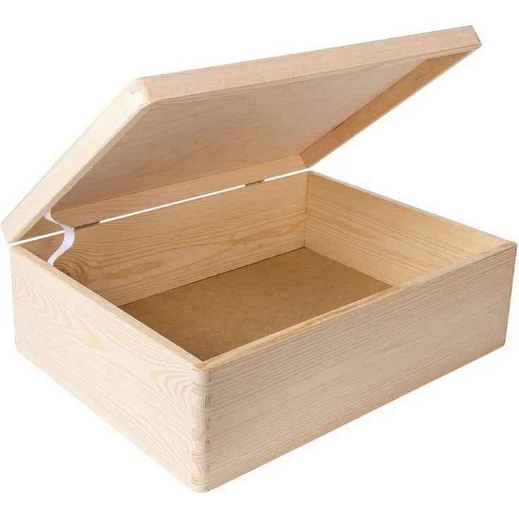 Creative Deco Holzkiste Holzkiste mit Deckel Erinnerungsbox Baby Groß Unlackiert, Unlackiert – Bild 3