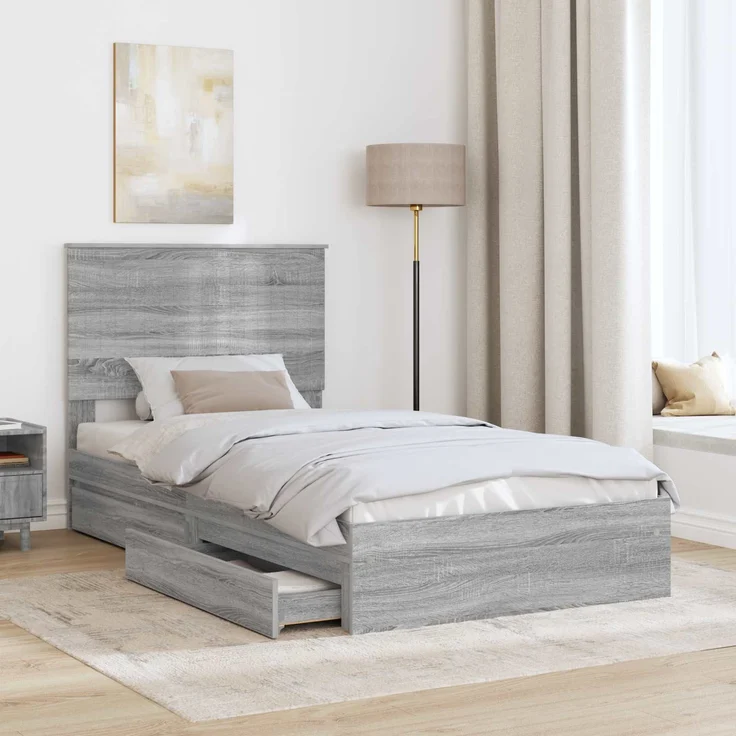 vidaXL Aufbewahrungsbett Graues Sonoma 100 x 200 cm Holzwerkstoff 3411241 – Bild 2