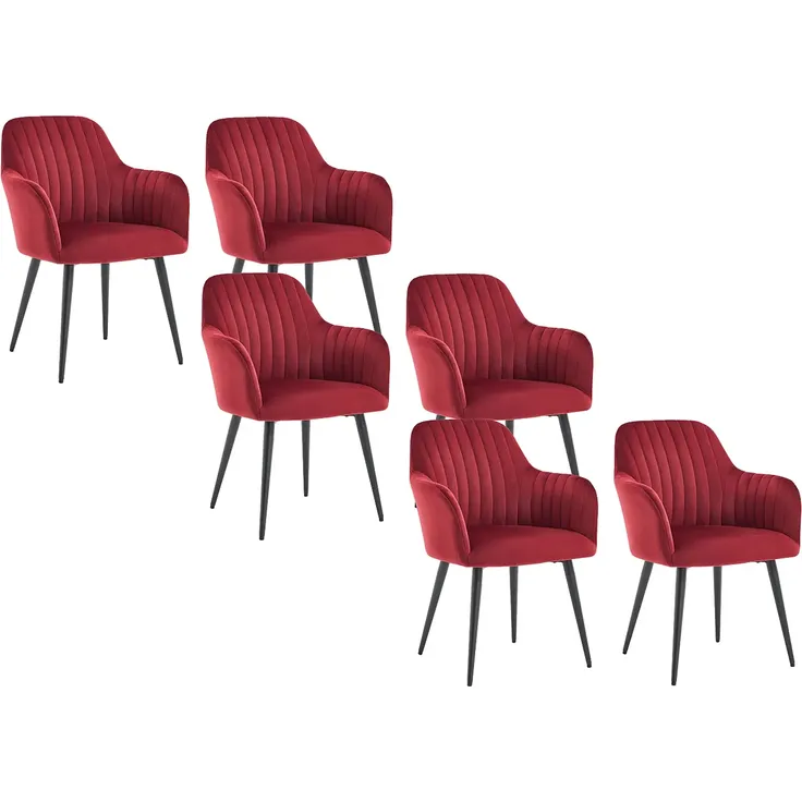 Vente-unique - ELEANA Stuhl SamtStoff Rot - B 59 cm x H 82 cm x L 58 cm – Bild 2