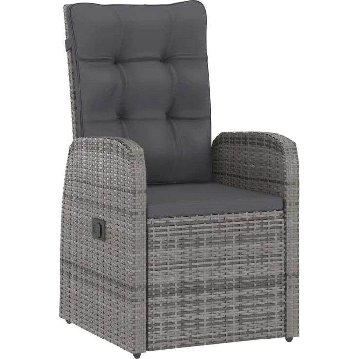 vidaXL 7-tlg. Garten-Essgruppe mit Kissen Poly Rattan Grau 3059344 – Bild 11