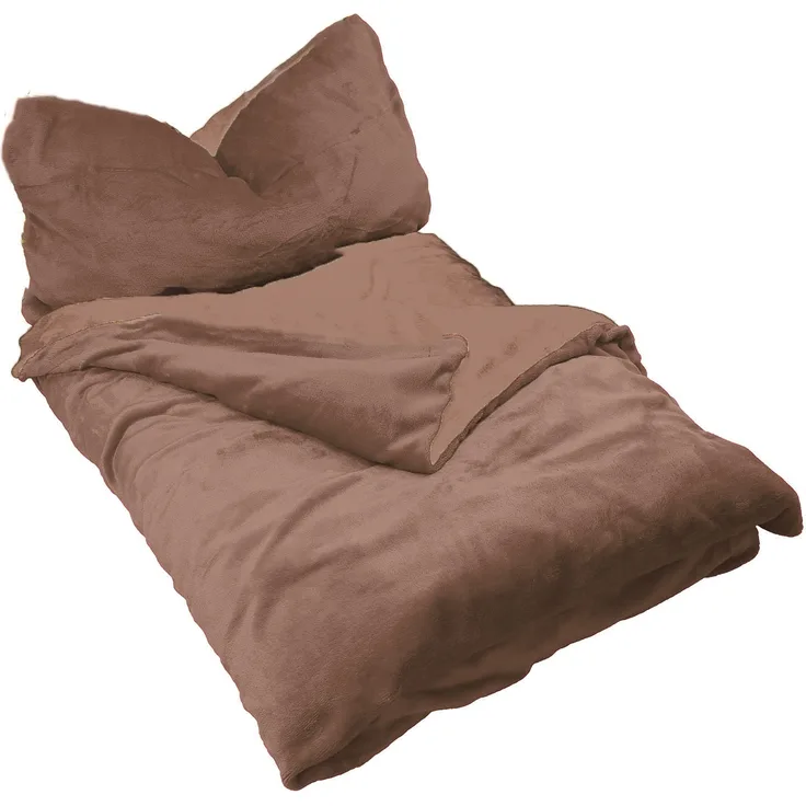 Winter Uni Bettwäsche 2 teilig Cashmere Touch Reißverschluss 135 x200 cm + 80 x80 cm Nougat