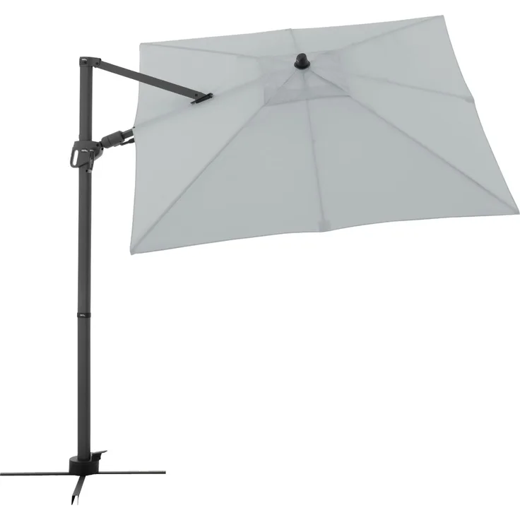 Derby by Doppler Sonnenschirm / Ampelschirm "Derby DX 210 x 210", inkl. Standkreuz, hellgrau, 210 x 210 cm