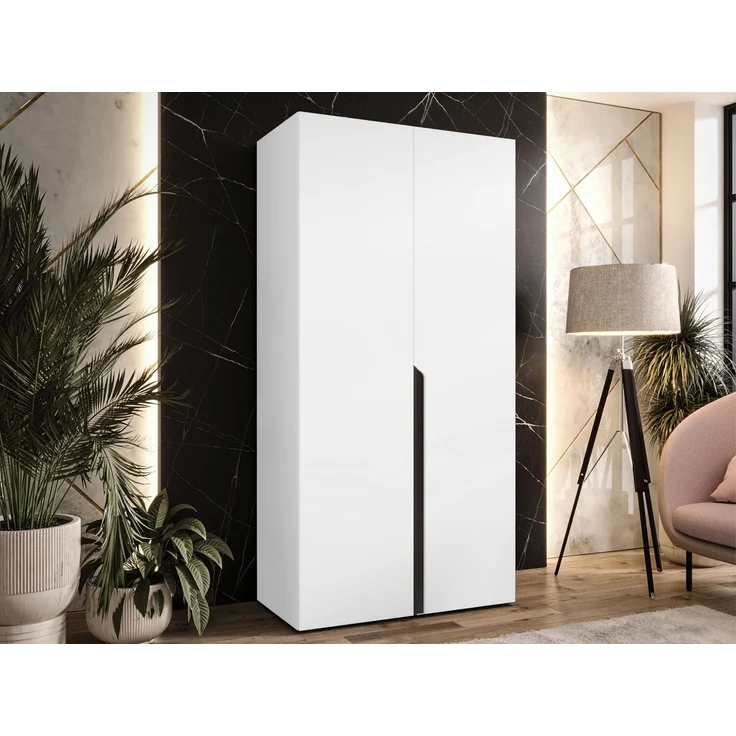 Kleiderschrank Veluna I 100 (Farbe: Weiß / Weiß + Schwarz) – Bild 2