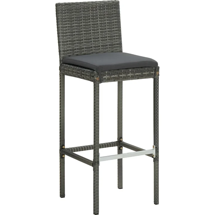 vidaXL Garten-Barhocker mit Kissen 2 Stk. Grau Poly Rattan 316669 – Bild 1