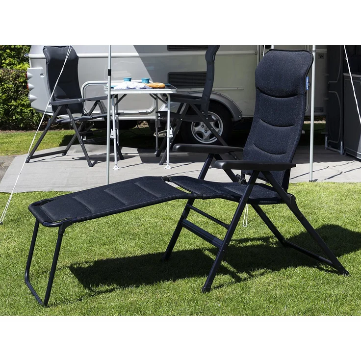 Campingstuhl mit Beinauflage, Hochlehner klappbar, Blau – Bild 1
