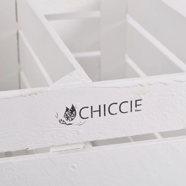 CHICCIE Holzkiste im weißen Vintage Look - Weiß Obstkiste Weinkiste – Bild 5
