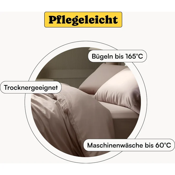 Seralino Seitenschläferkissenbezug Mako Satin Kissenbezug (100% Bio Baumwolle) weich, hautfreundlich, (2 Stück), Fairtrade/ GOTS zertifizierte uni Kissenhülle mit Reißverschluss – Bild 6