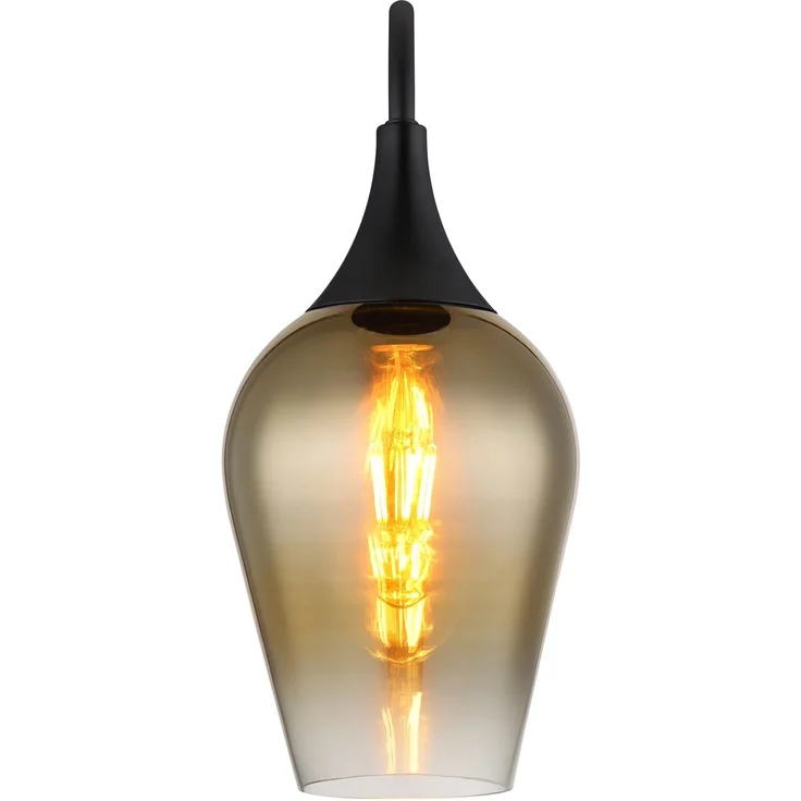 Wandleuchte, schwarz, Glas goldfarben, H 36 cm – Bild 7