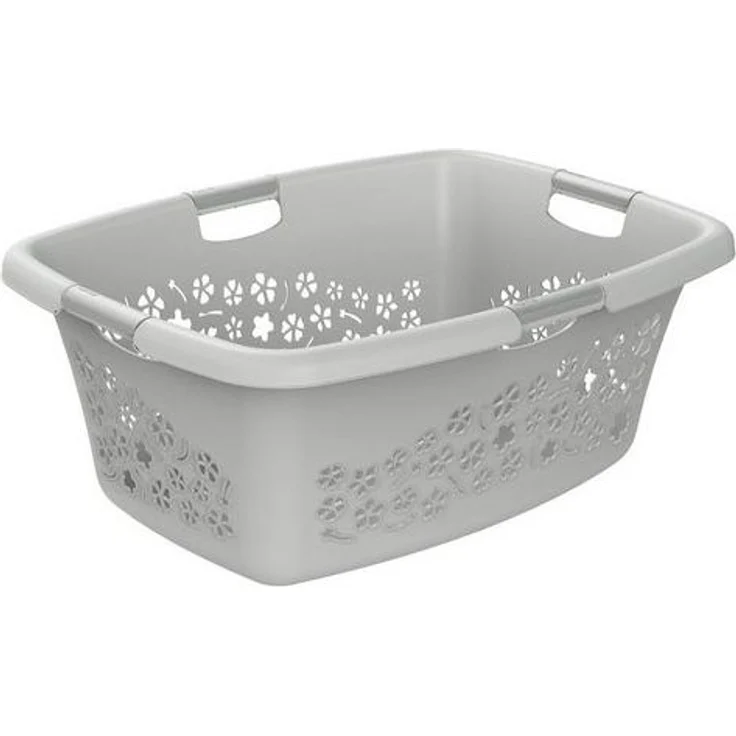 Rotho Wäschekorb Flowers 50 l kühles grau – Bild 2