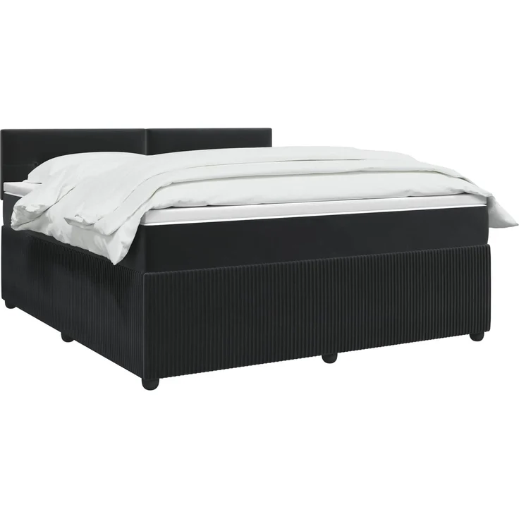 vidaXL Boxspringbett mit Matratze Schwarz 140 x 200 cm Samt 3451693 – Bild 3