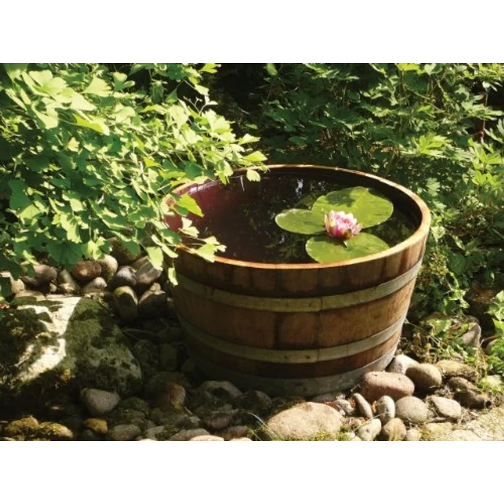 Temesso Pflanzkübel D 70cm - Halbiertes Weinfass als Miniteich - D70cm H40 100L Inhalt – Bild 6