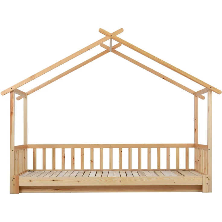Erweiterbares Hausbett 208x182x170 ausziehbares Kinder- und Tagesbett, reines Massivholz (Kiefer), wandelbar als Einzel- und Doppelbett, natur – Bild 6