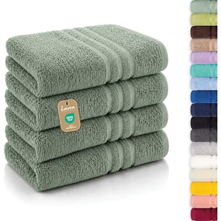 Lavea Handtuch Lavea® 4er Set Handtücher 50x100 cm, Elena Frottiererie, 100% Baumwolle (4er Set), 500 g/m² Frottier, weich & saugstark, pflegeleicht – Bild 1