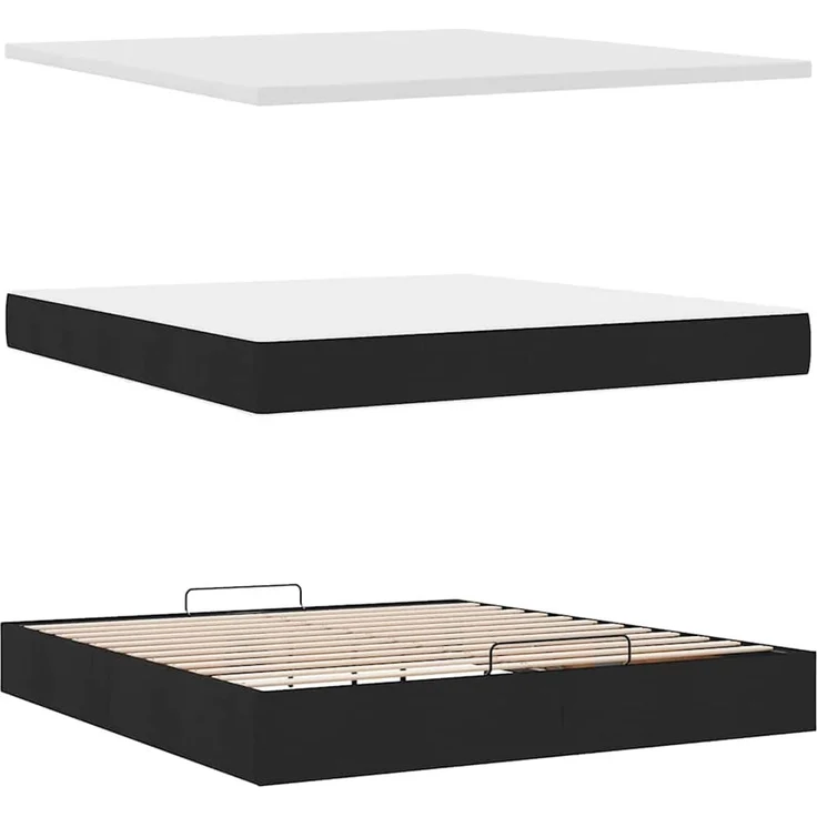 vidaXL Ottoman-Bett mit Matratze Schwarz 160x200 cm Stoff 3311472 – Bild 5