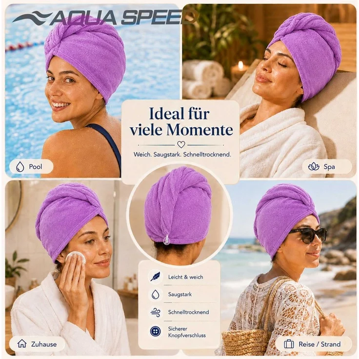 Aqua Speed Turban-Handtuch Haarturban Handtuch für die Haare Haar-Handtuch Turban – Bild 2