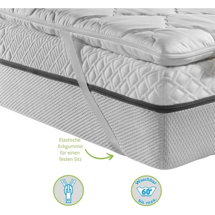 Bodyprotect, Topper aus Kaltschaum, 6 cm hoch, Komfortschaum, mit 4 elastischen Eckgummis für festen Sitz, optimale Anpassung – Bild 2
