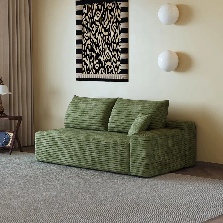 ZUBALIYA SchlafSofa mit Cordbezug, modular aufgebaut, ohne aufwendige Montage, für Wohnzimmer und Apartments – Bild 2