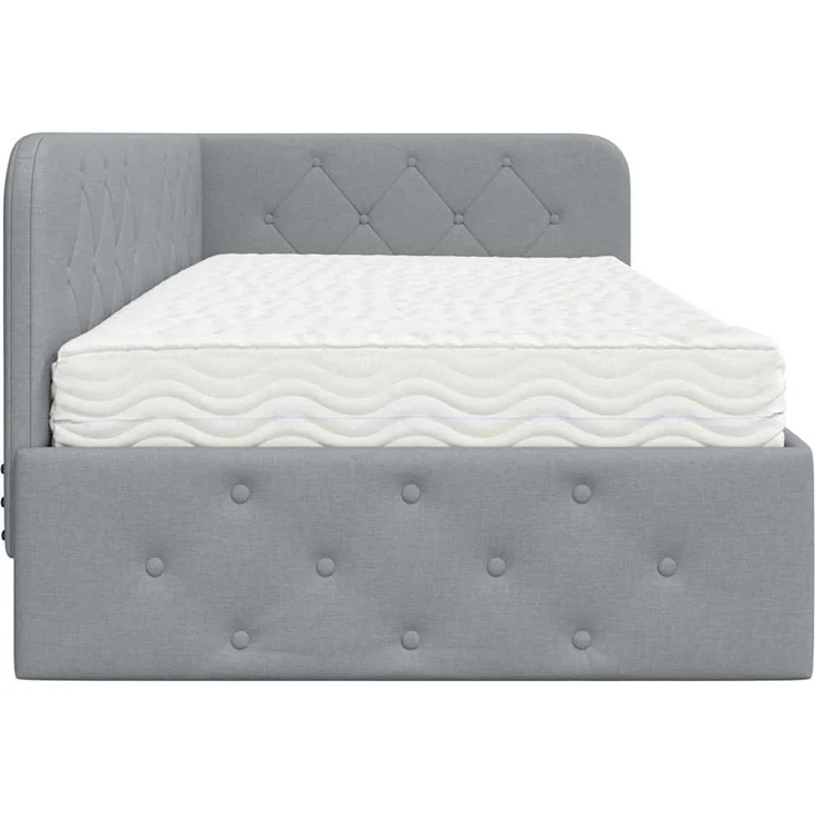 vidaXL Eckbettgestell Hellgrau 90 x 190 cm Stoff 3394037 – Bild 7
