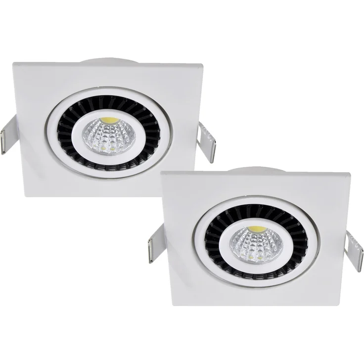 2er SET LED Einbaustrahler Weiß eckig mit schwenkbarem Spot - 8,5cm – Bild 2