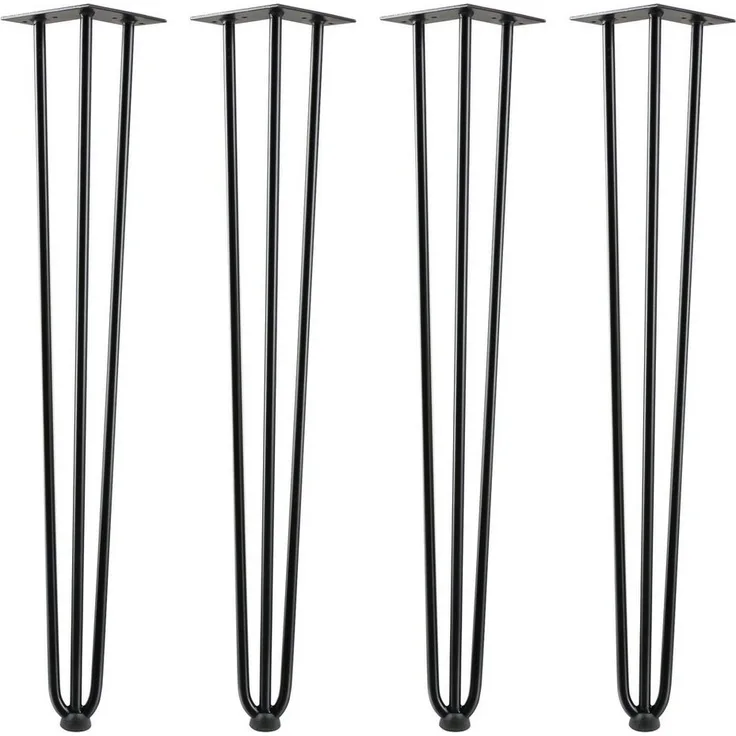 Zelsius Tischbein 4er Set Tischbeine aus Stahl, Schwarz, (H) 71 cm, 3 Streben