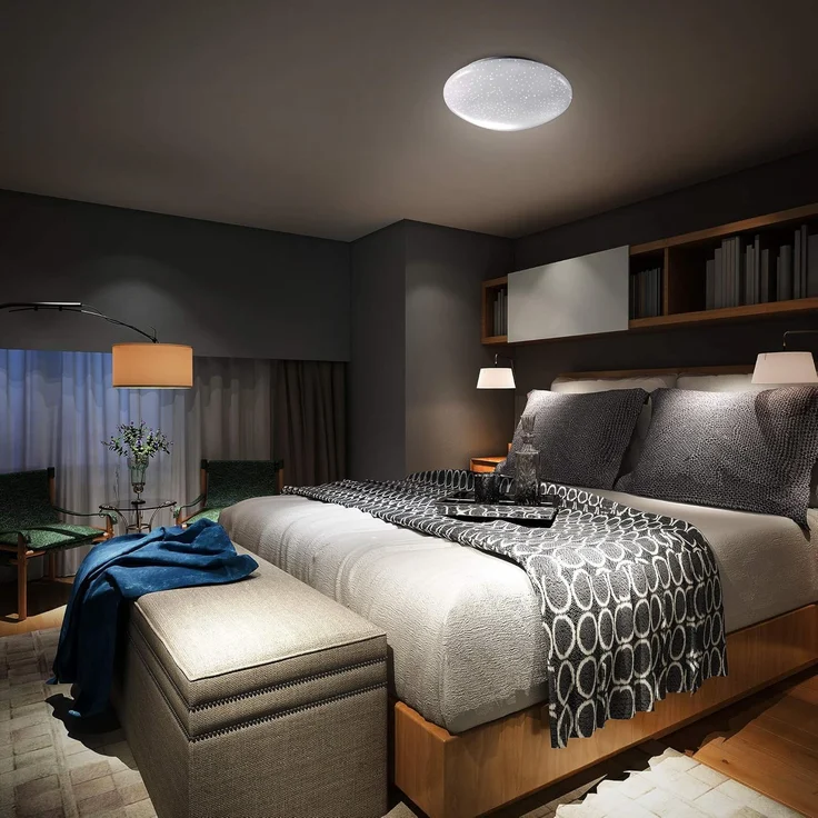B.K.Licht Deckenleuchte Deckenlampe 12W 4000K 1200lm IP20 - BKL1060, LED fest integriert, Sternenhimmel neutralweiß Ø280x65mm – Bild 4