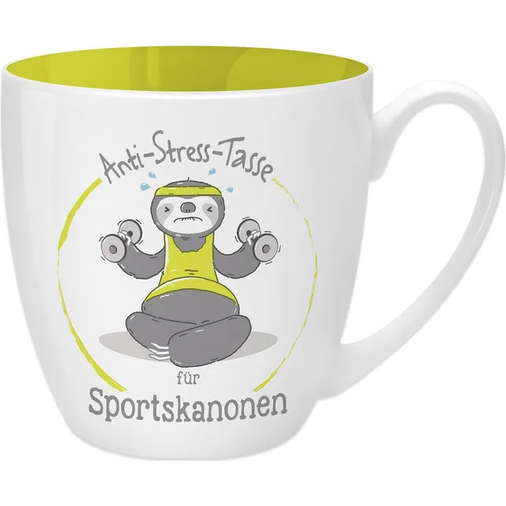 GRUSS & CO Anti-Stress-Tasse Motiv "Sportskanonen" | Tasse mit Spruch, 45 cl, New Bone China | Geschenk lustig | 45522