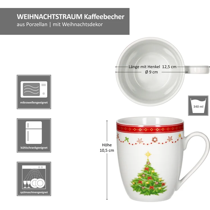 Weihnachtstraum 12tlg Frühstücksset Porzellan 6 Pers. Weihnachten – Bild 5