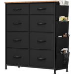YITAHOME Kommode, 8 Stoffschubladen mit Griffen, Aufbewahrungsschrank mit Haken, Schubladenschrank mit Seitentaschen, Schrank,Metallgestell, stoffkommode für Schlafzimmer,Wohnzimmer,Flur,Büro,schwarz
