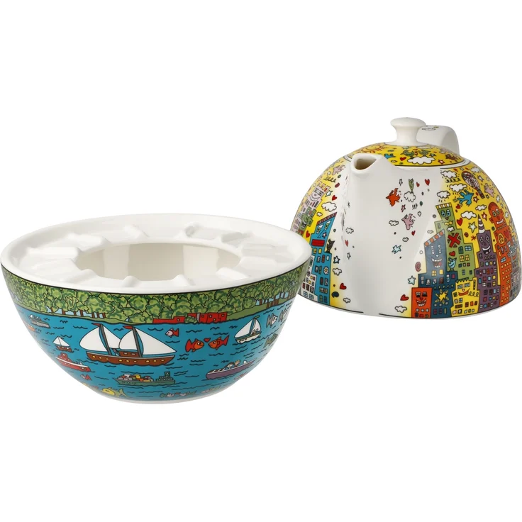 Goebel / James Rizzi - My New York City Sunset,Teekanne mit Stövchen,24,5cm x 16,0cm x 19,0cm / Fine Bone China / 24,5cm x 16,0cm x 19,0cm – Bild 8