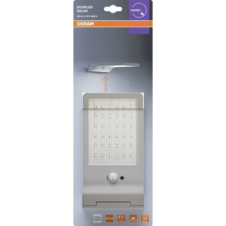 Osram LED-Außenleuchte Doorled Solar 19,2 cm kaltweiß silber – Bild 3