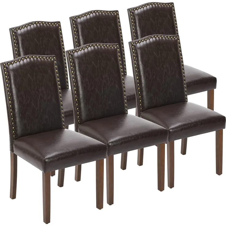 DUMOS Esszimmerstühle 6er Set, Elegant und Schön Modern Stühle Esszimmer, Pu-Leder Gepolstert küchenstühle, Esszimmerstuhl Geeignet für Küche, Wohnzimmer, Schlafzimmer (Dunkelbraun)