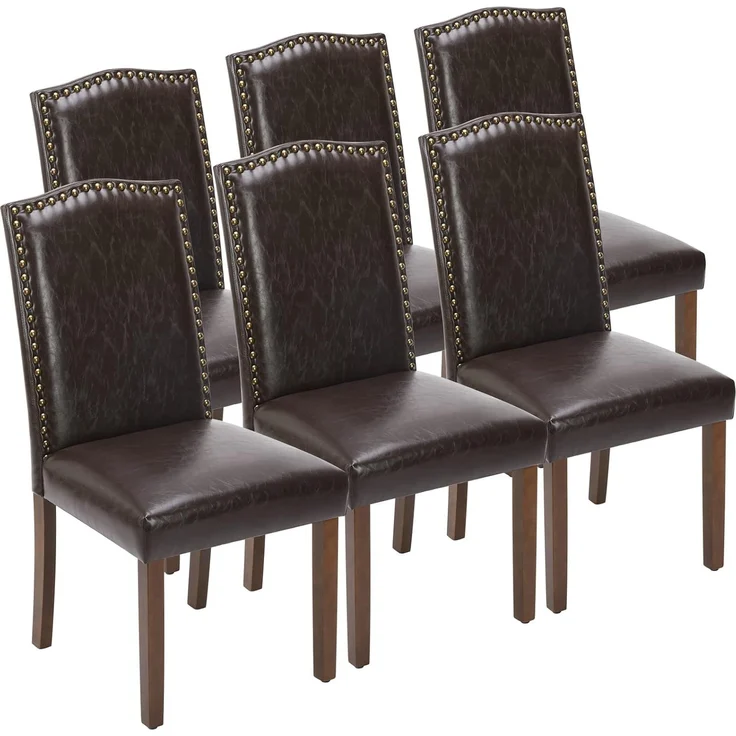 DUMOS Esszimmerstühle 6er Set, Elegant und Schön Modern Stühle Esszimmer, Pu-Leder Gepolstert küchenstühle, Esszimmerstuhl Geeignet für Küche, Wohnzimmer, Schlafzimmer (Dunkelbraun) – Bild 1