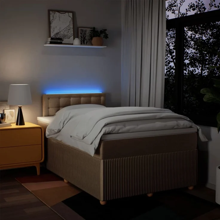 vidaXL Boxspringbett mit Matratze Creme 120x200 cm Stoff 3289742 – Bild 5