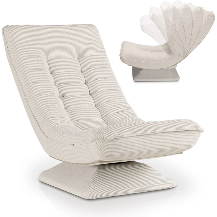 Juskys Relaxsessel Korsika - ergonomisches Design, 360° drehbar, hoher Komfort, klappbar, modernes Design, 5-lagige Polsterung, Cord-Bezug - Beige – Bild 1