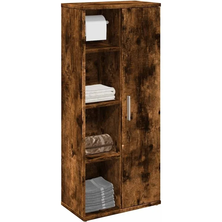 vidaXL Badezimmerschrank mit Rollenhalter Räuchereiche 39x22x90 cm 858528 – Bild 1