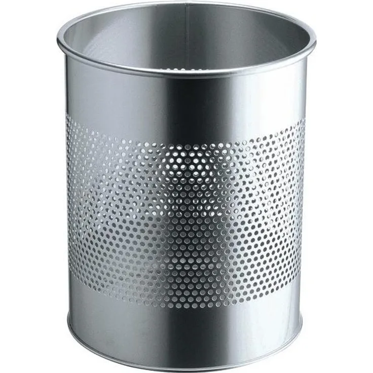 DURABLE Papierkorb Metall rund 15L Perforation 165mm silber (331023)