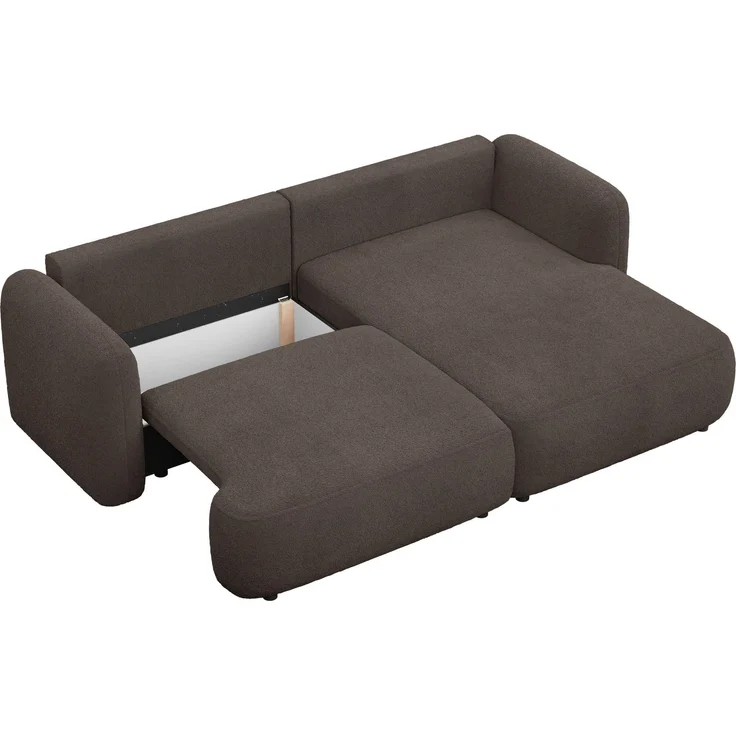 Selsey Tvoya Ecksofa mit Schlaffunktion, Ottomane rechts, Bouclé Braun – Bild 7